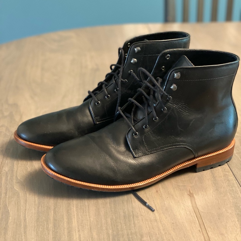 Warfield & Grand Garrison plain toe Mens Boot. Black. Size 12.